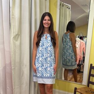 Cabana Life Blue and White Paisley Mini Dress